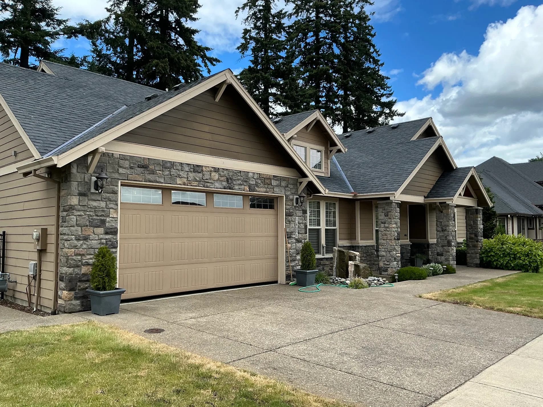 Craftsman exterior in original tan before painting